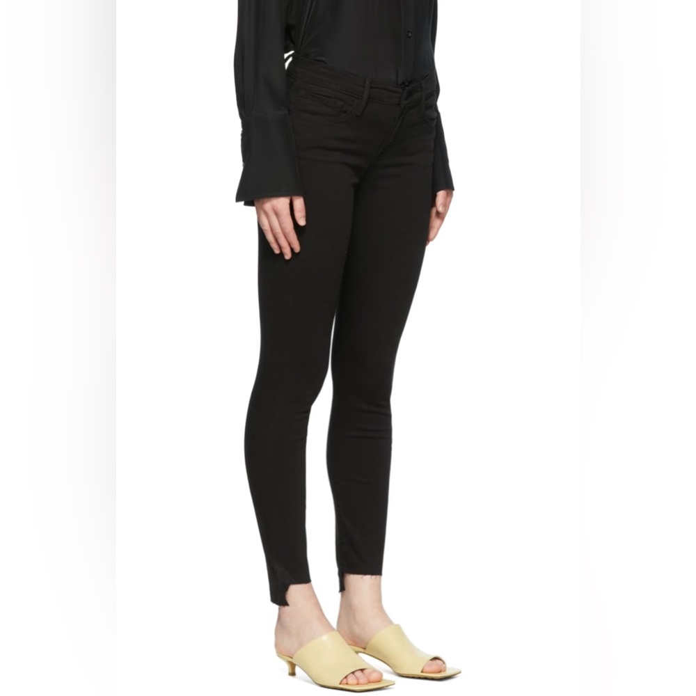 FRAME Le Skinny De Jeanne Ripped Raw Hem Ankle Jeans In Film Noir Size‎ 26